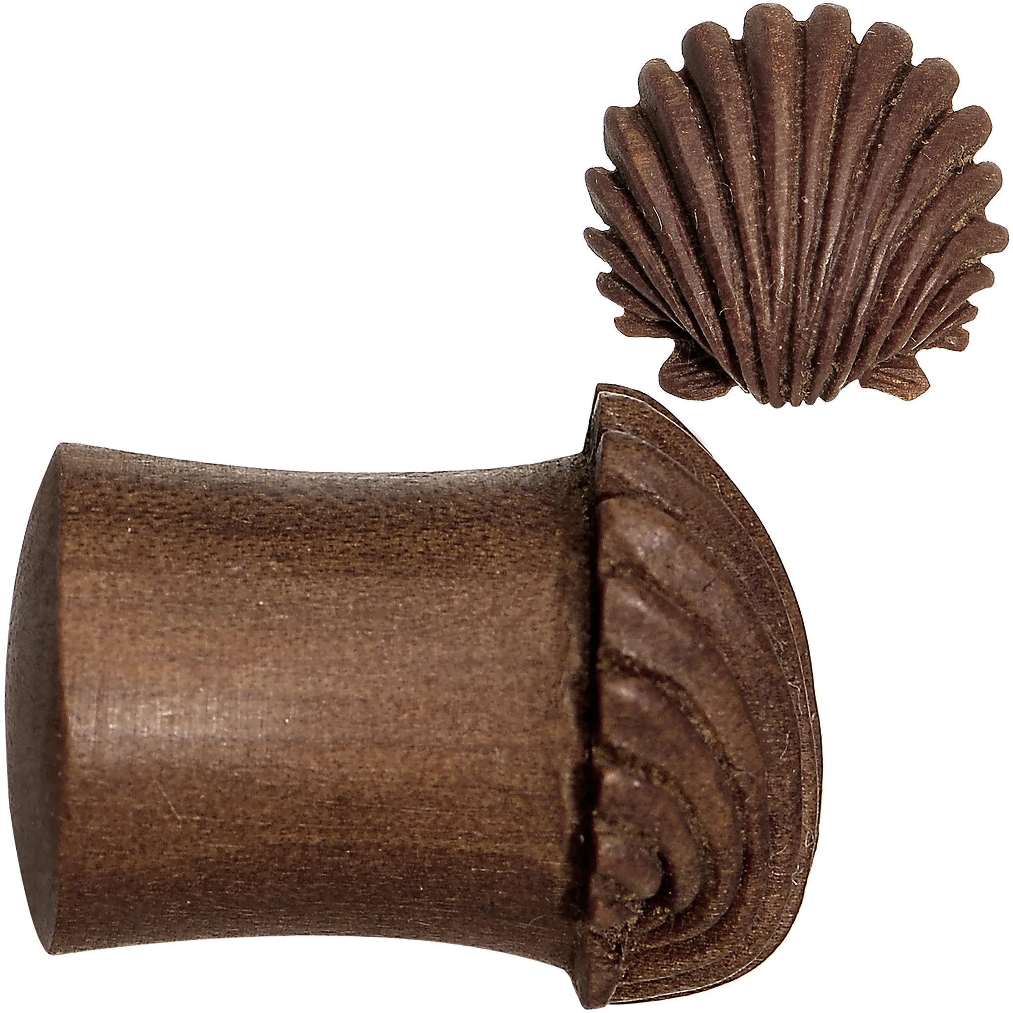 00 Gauge Organic Sabo Wood Ariel's Shell Hand Carved Plug Set