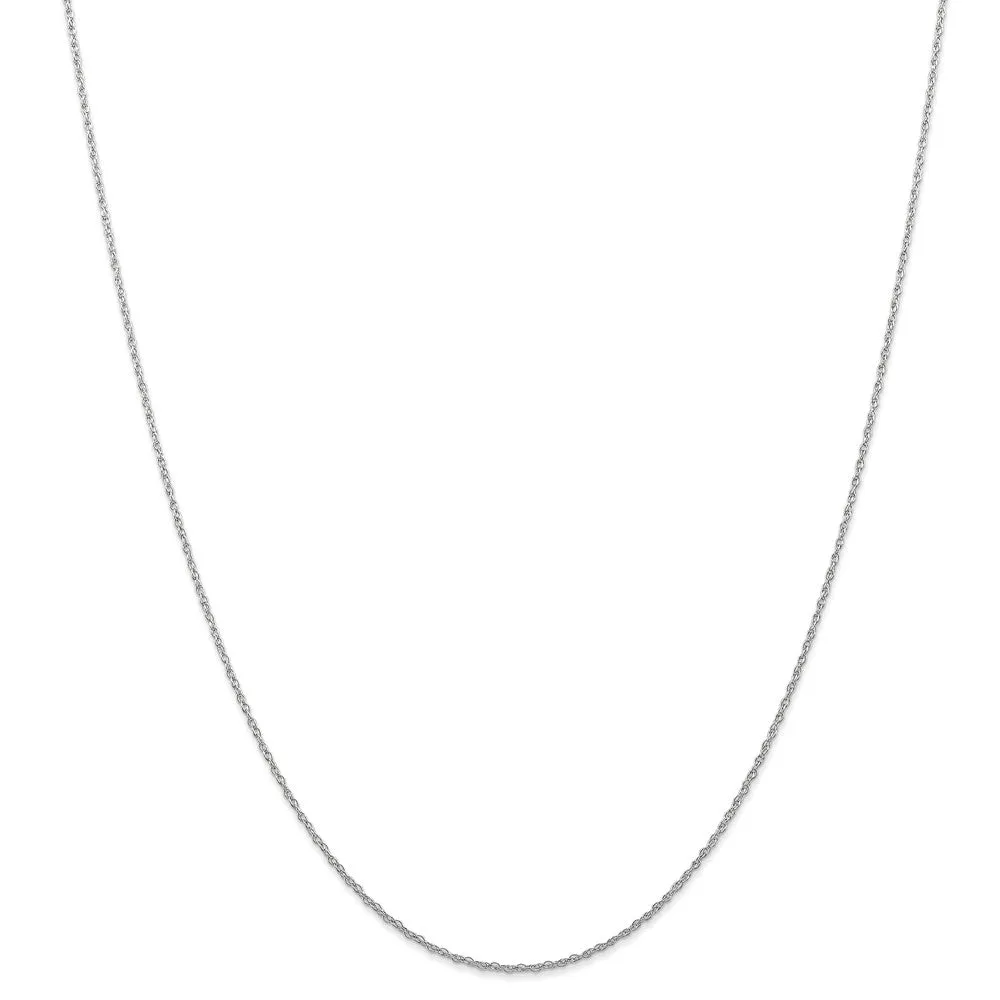 0.7mm 10k White Gold Solid Cable Rope Chain Necklace