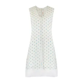 1960s Bonwit Teller Organza Cream and Blue Polka Dot Dress