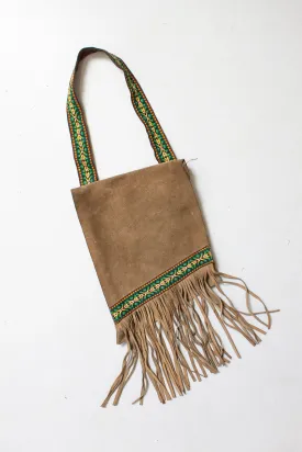 1970s Suede FRINGE Boho Purse Leather Shoulder Bag