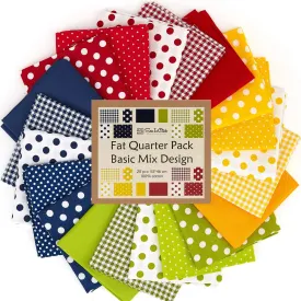 20 Fat Quarter Bundle -100% Cotton | Basic Mix Design - 20 pcs - Polka-dot  5 Patterns | Quilting & Crafting Fabric | Special Gift Set