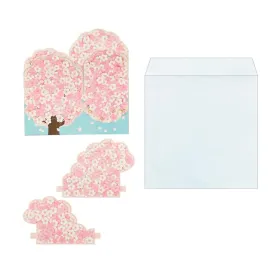 3D Cherry Blossom Decorative Message Paper with Envelope