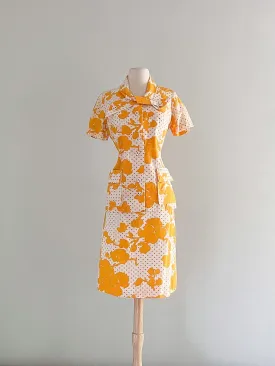 Adorable 1960's Marigold Yellow Summer Two Piece Set / Sz M