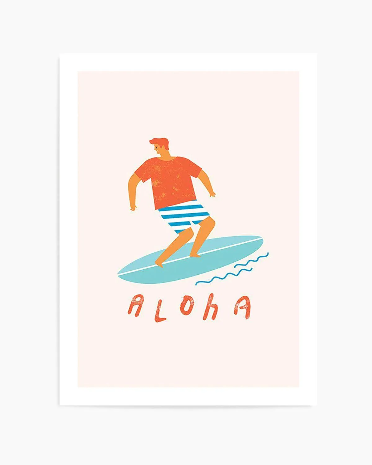 Aloha Surfer Dude | Beige Art Print