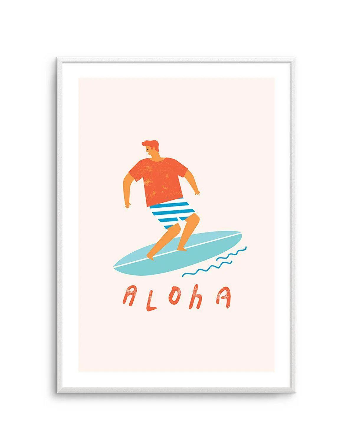 Aloha Surfer Dude | Beige Art Print