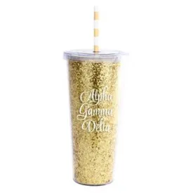 Alpha Gamma Delta Glitter Tumbler - a3003