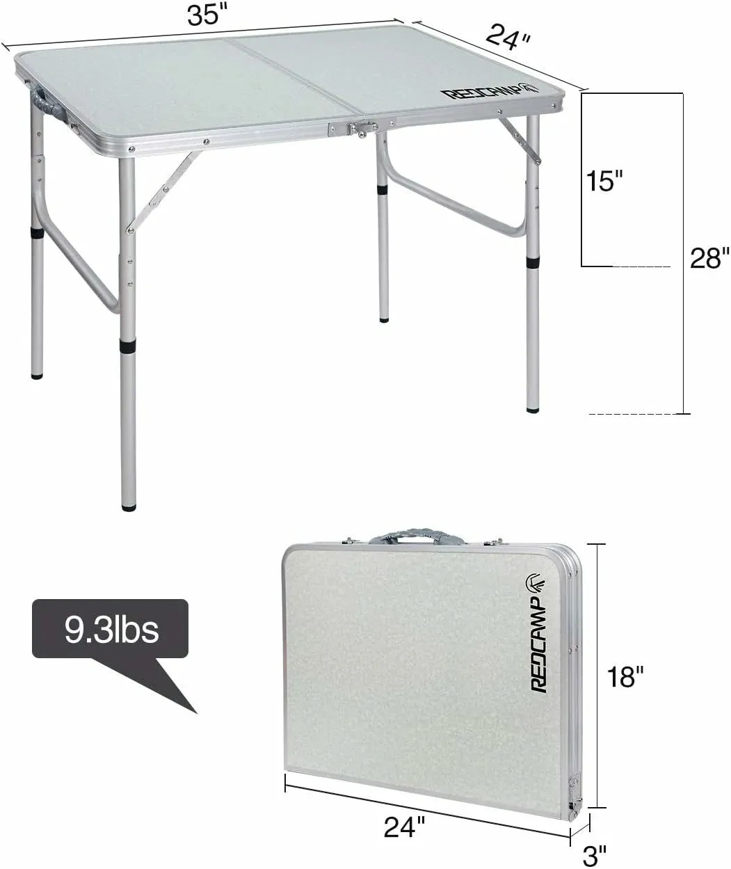 Aluminum Folding Camping Table with Adjustable Height Legs, 2/3/4ft