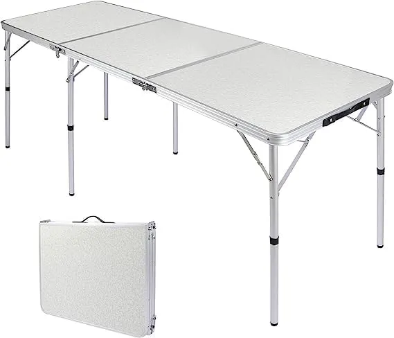 Aluminum Folding Camping Table with Adjustable Height Legs, 2/3/4ft