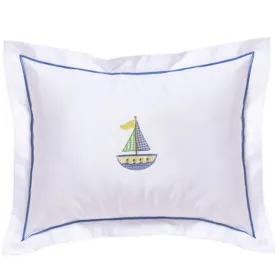 Baby Boudoir Pillow Cover in Cross Stitch Sailboat Blue