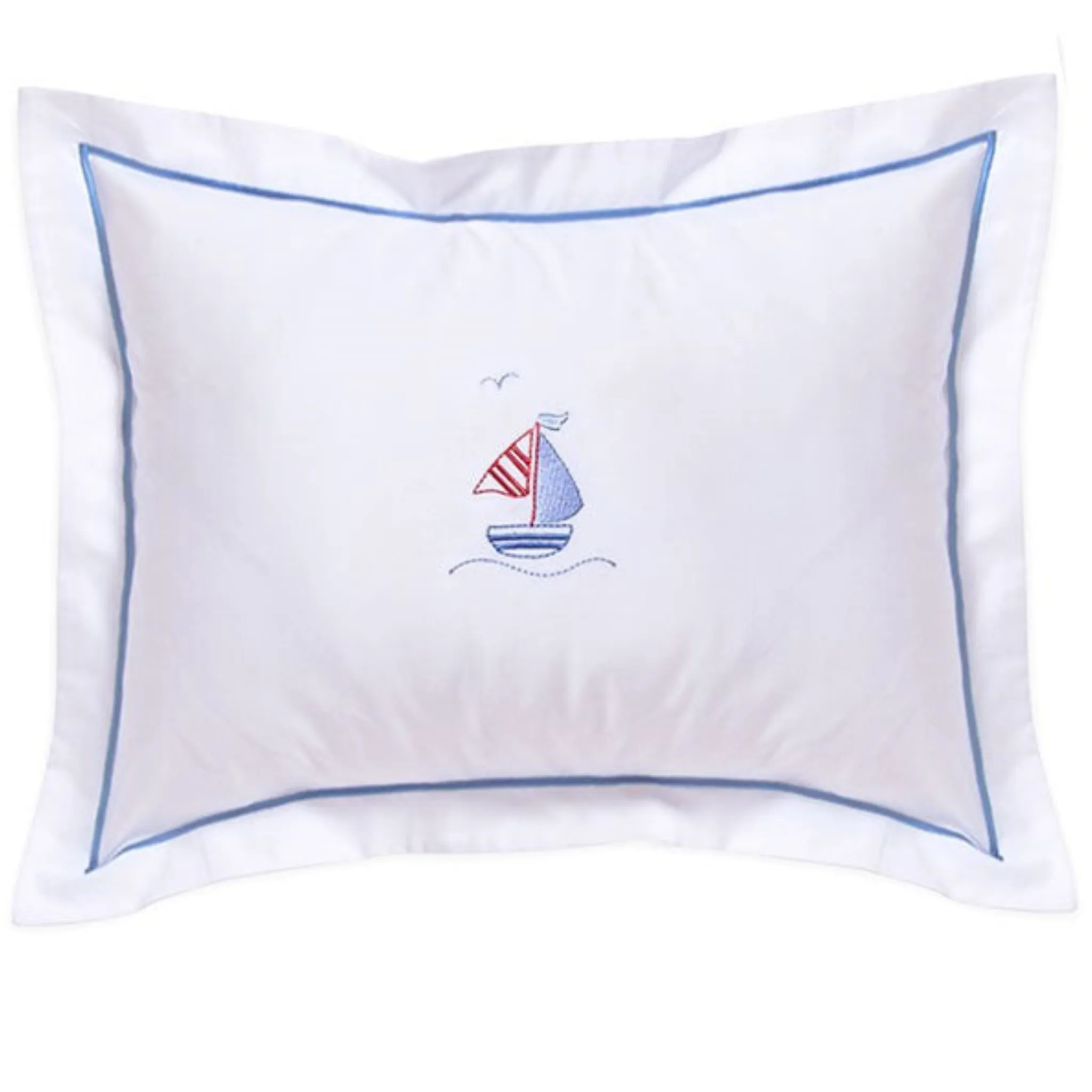 Baby Boudoir Pillow Cover in Sailboat & Seagull Blue