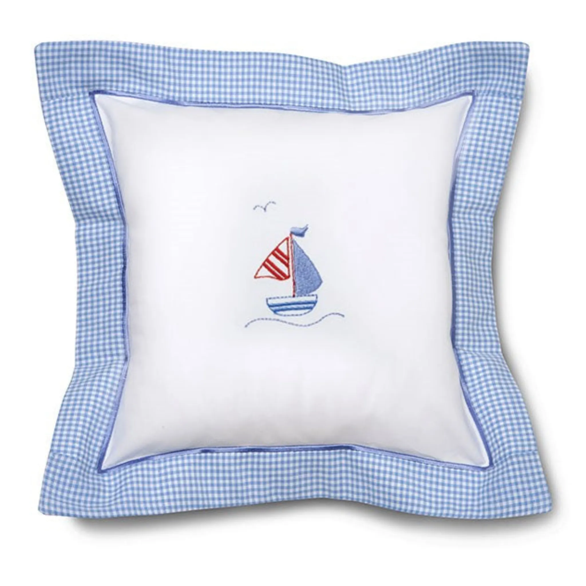 Baby Pillow Cover in Sailboat & Seagull Blue