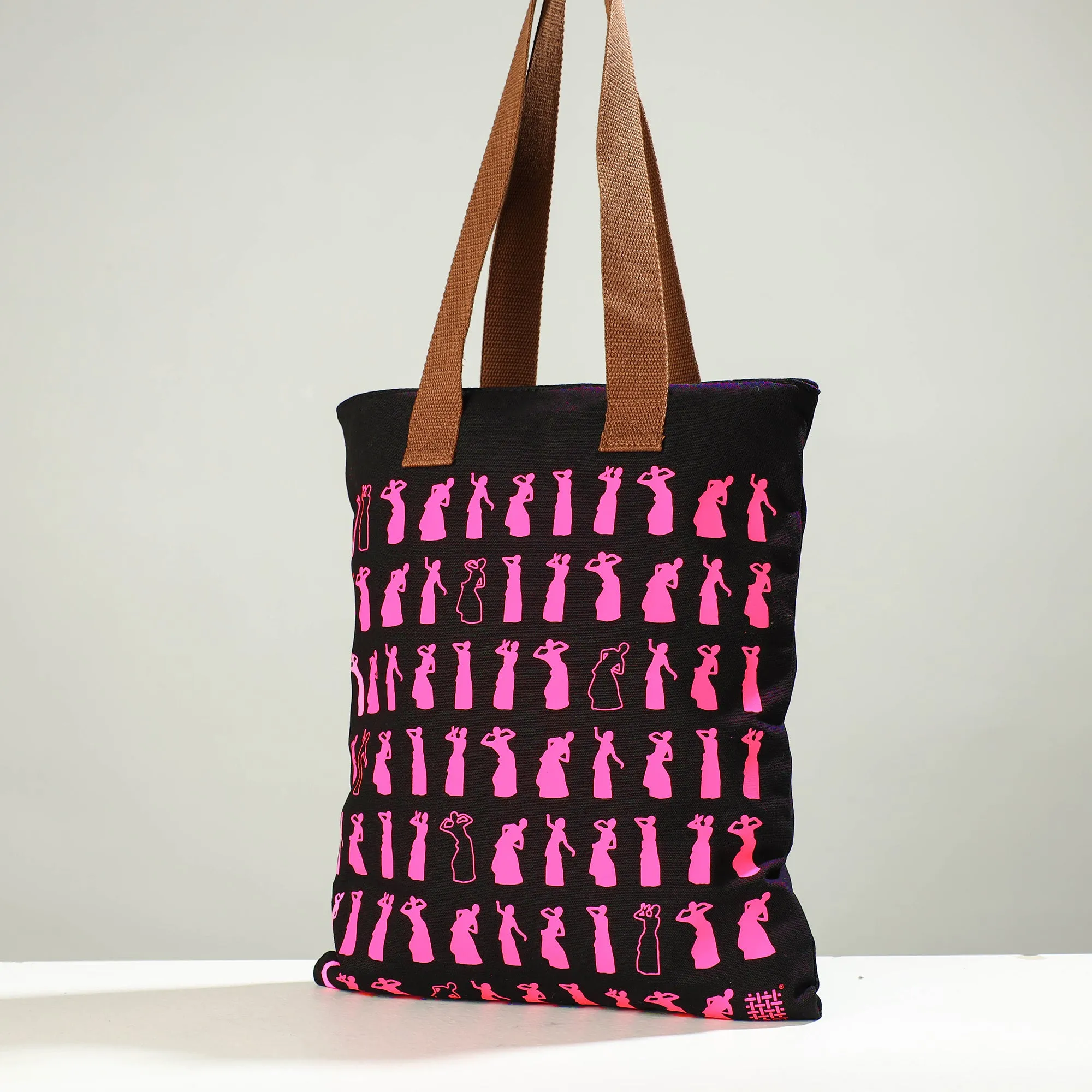 Black - Assam Bihu Cotton Canvas Shoulder Bag