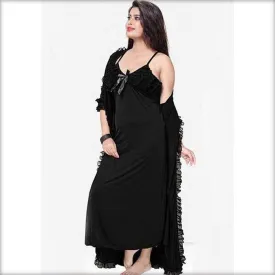 Black Nighty - FL-0044 - 2 Pcs Flourish Nightwear