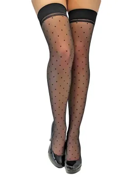 Black Polka Dot Sheer Thigh High Stockings