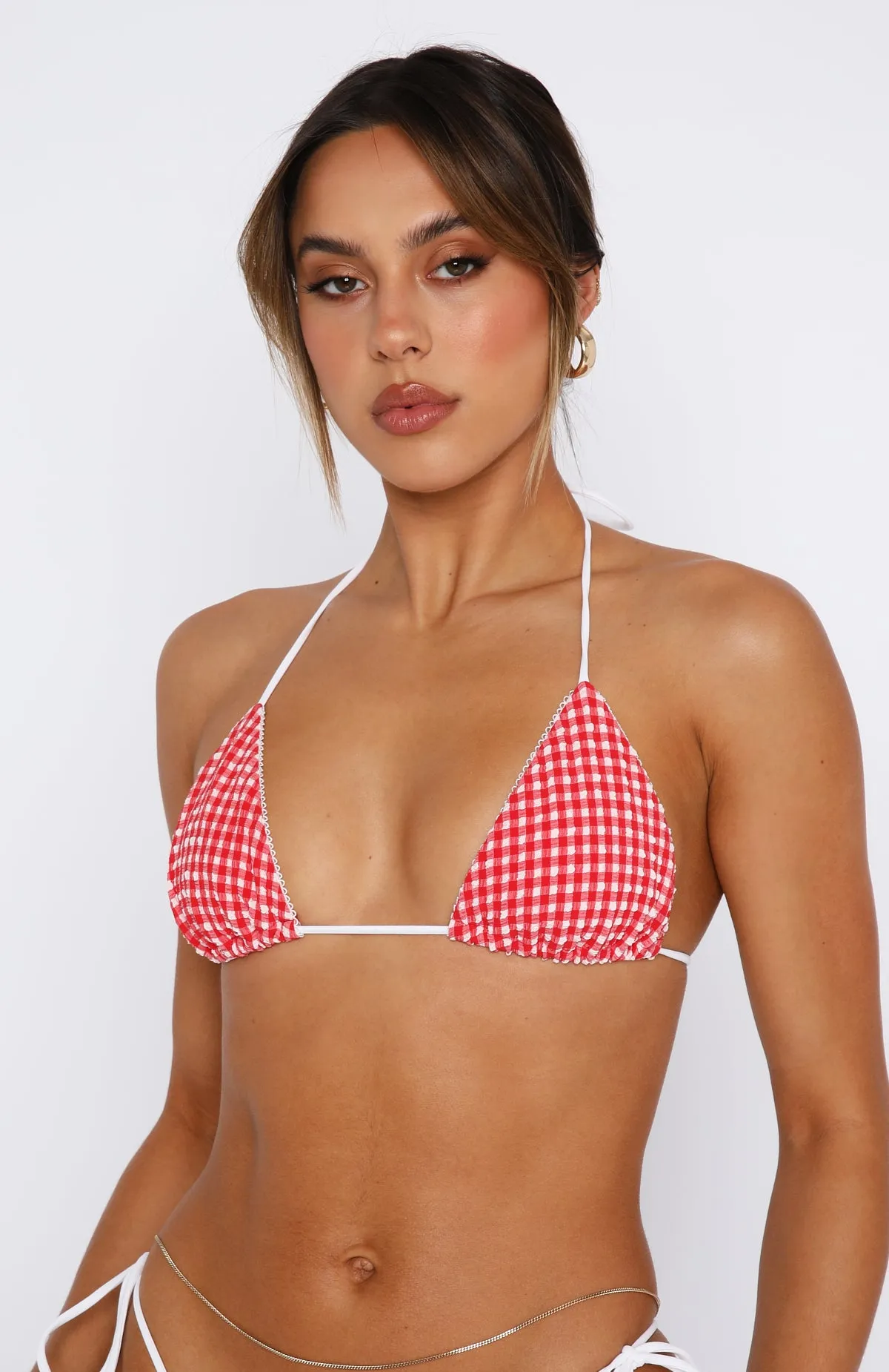 Coral Reef Bikini Top Red Gingham