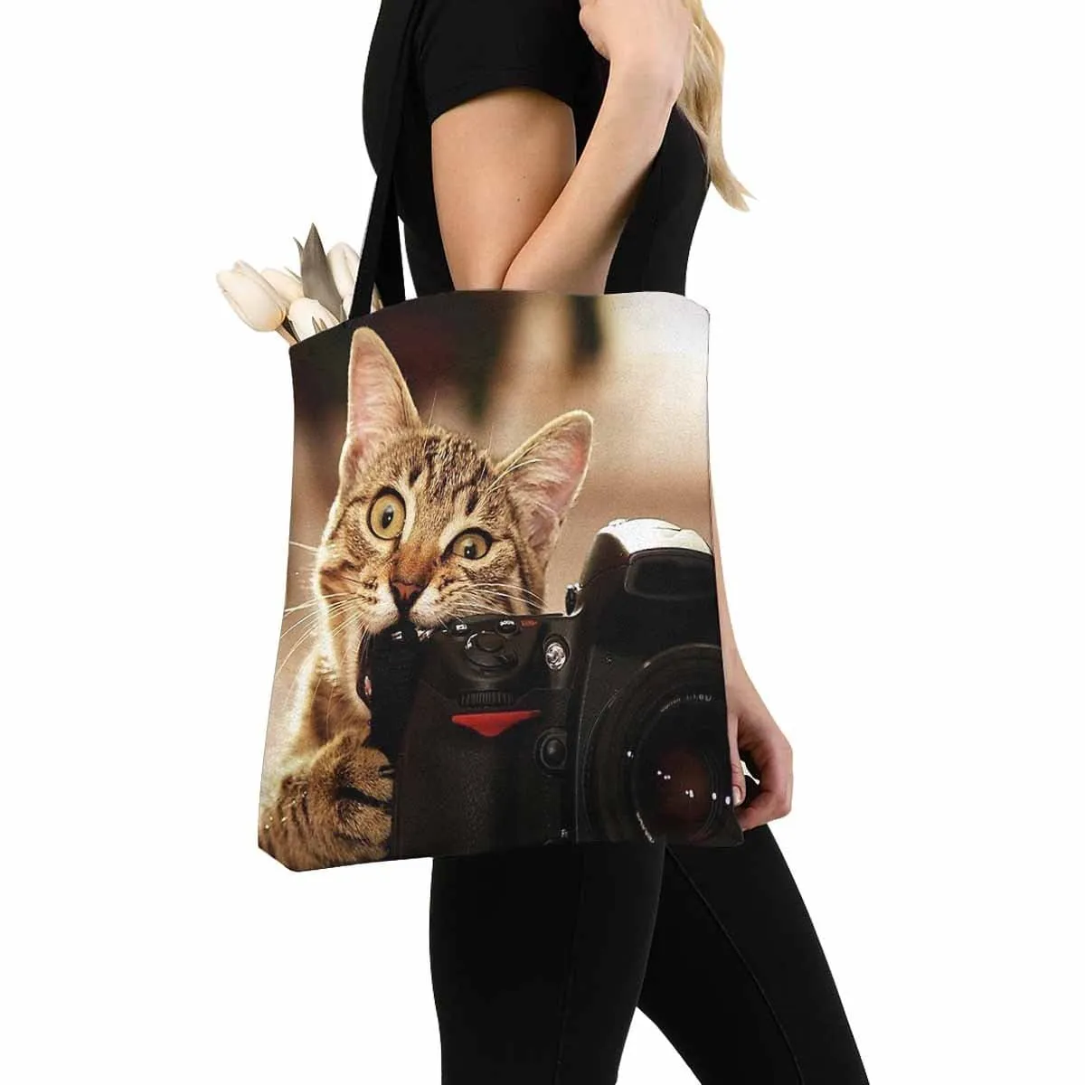 Custom Cat Photo Canvas Tote Bag