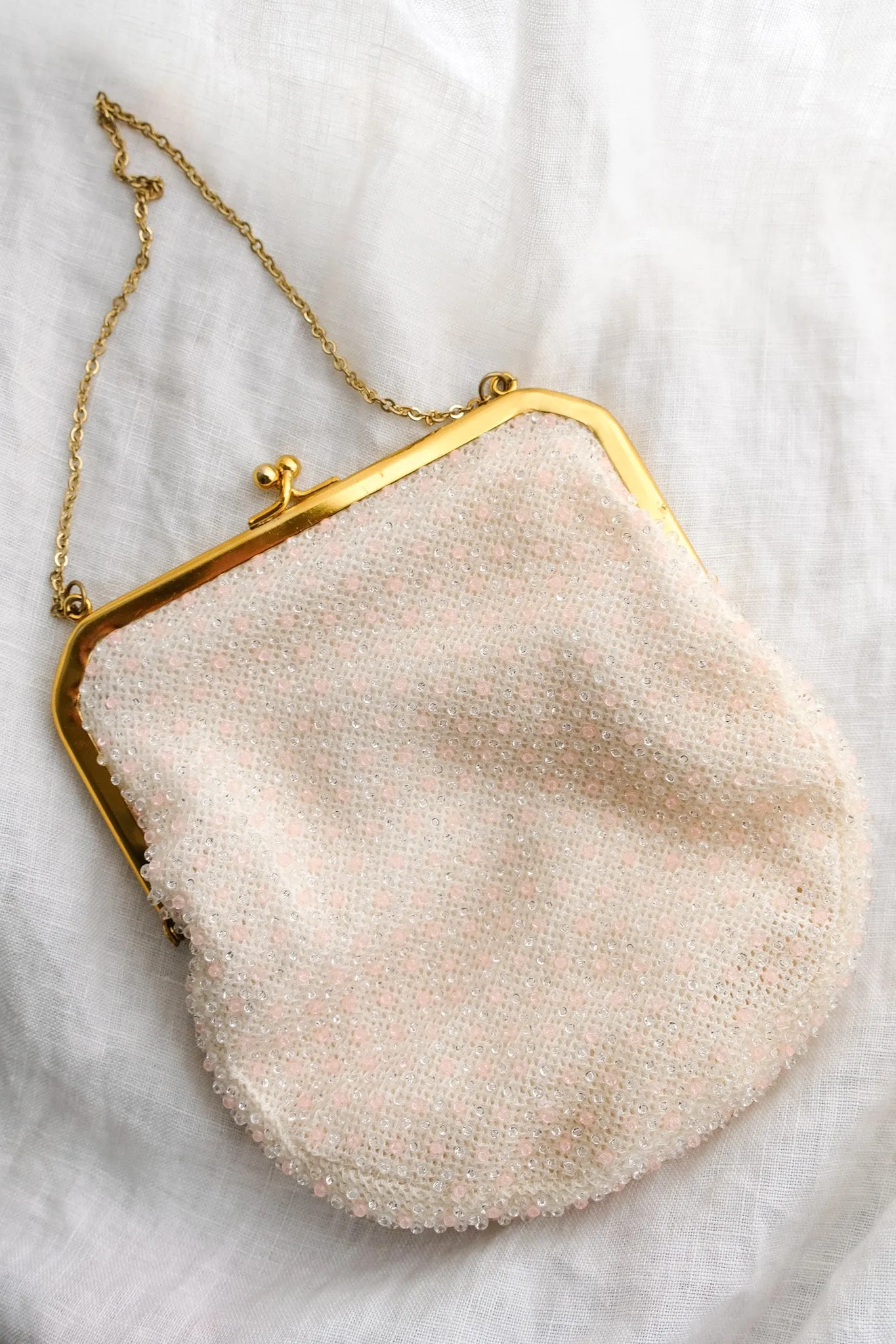 Cutest Little 1950's Crochet Knit Beaded Evening Bag