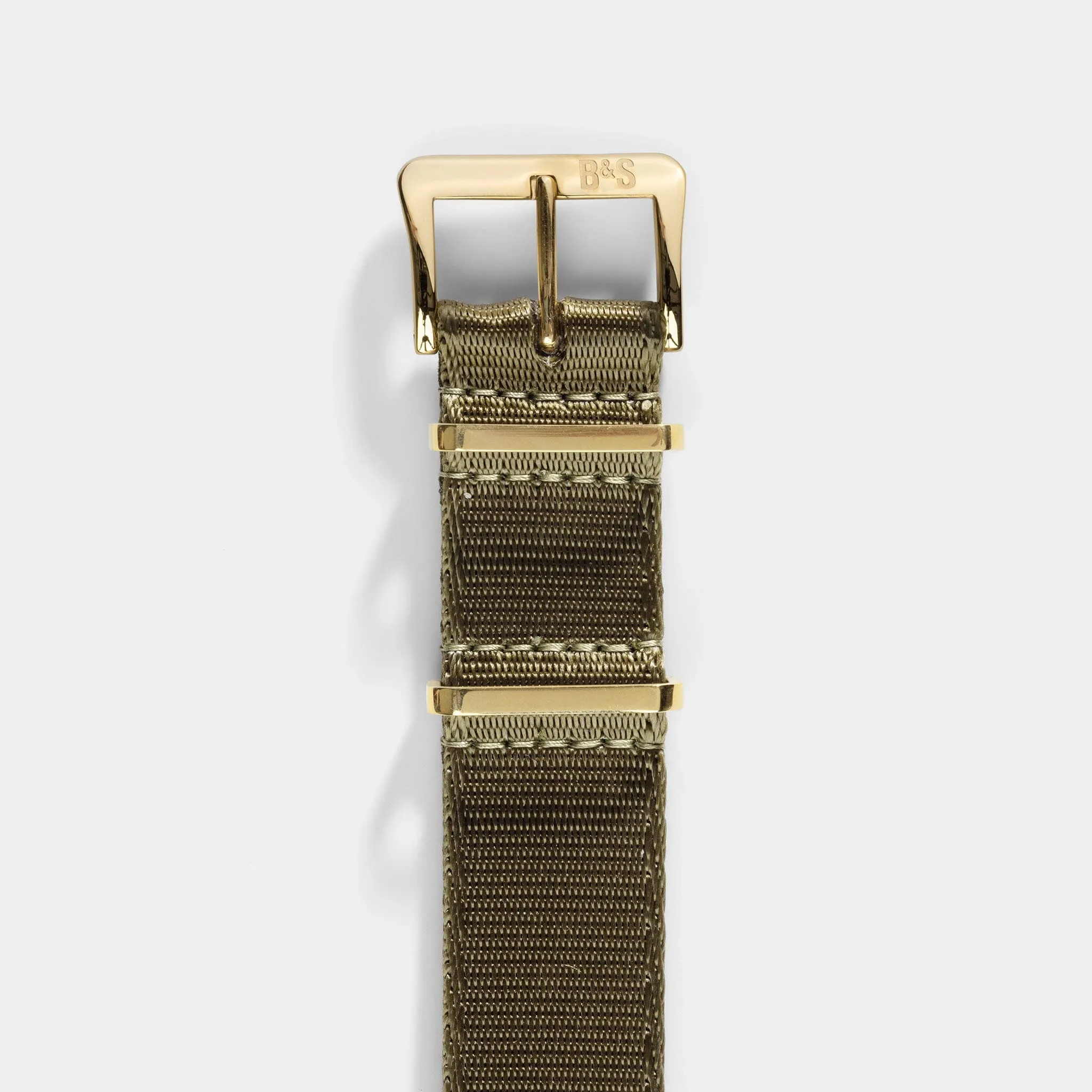 Deluxe Nylon Single Pass Watch Strap Olive Drab Green - Gold