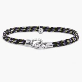 Double Sailing Cord Bracelet With Silver Lock (Blue/Black)