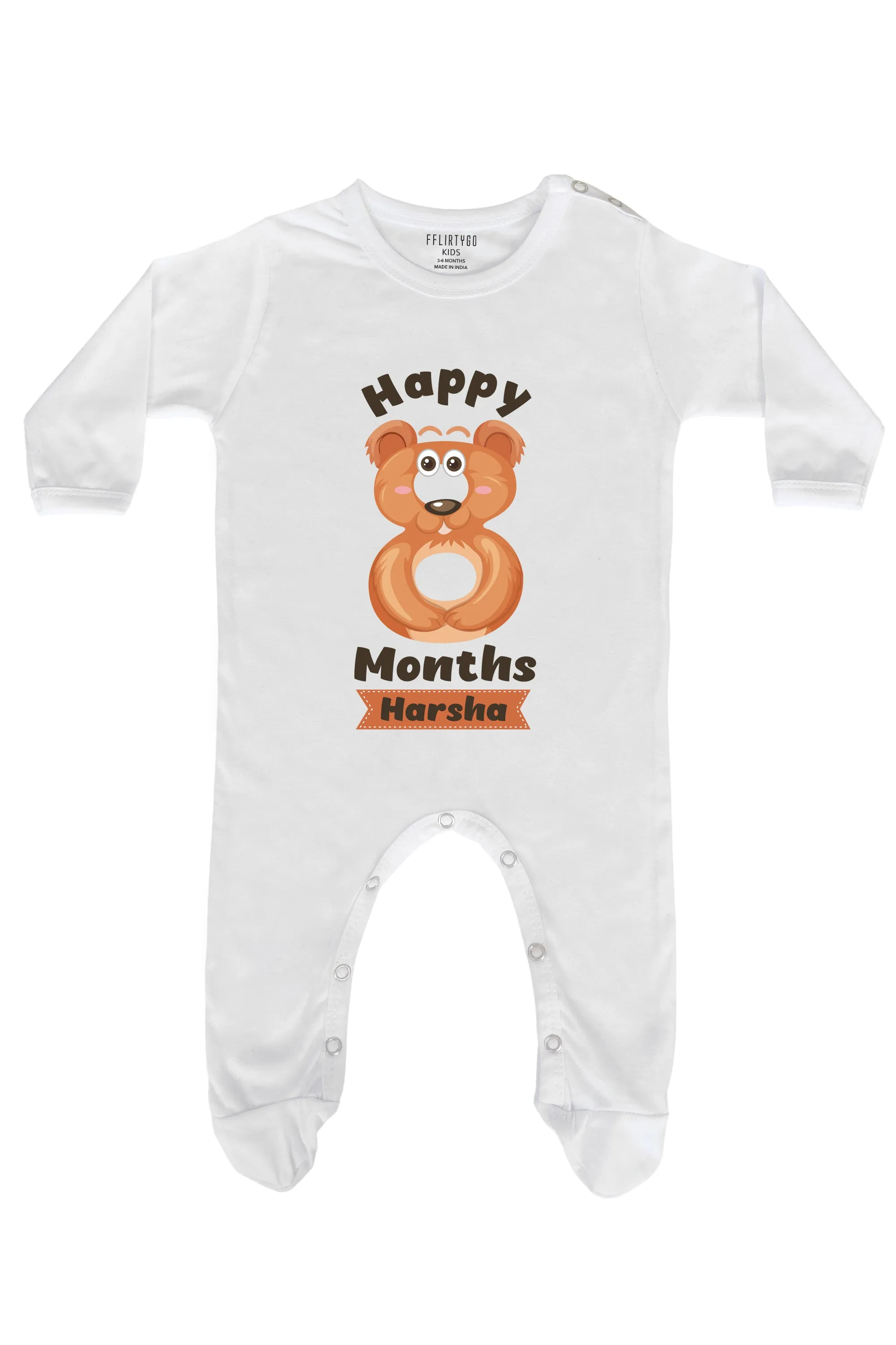 Eight Month Milestone Baby Romper | Onesies w/ Custom Name