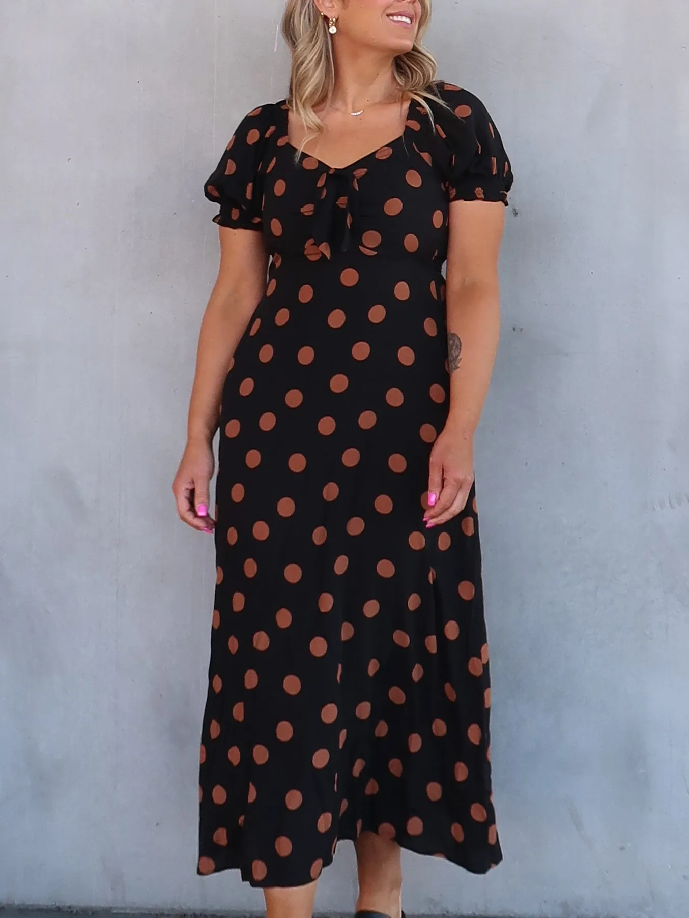 Estella Dress - Black and Tan