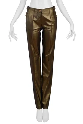 GIANFRANCO FERRE BRONZE LEATHER PANTS 1997