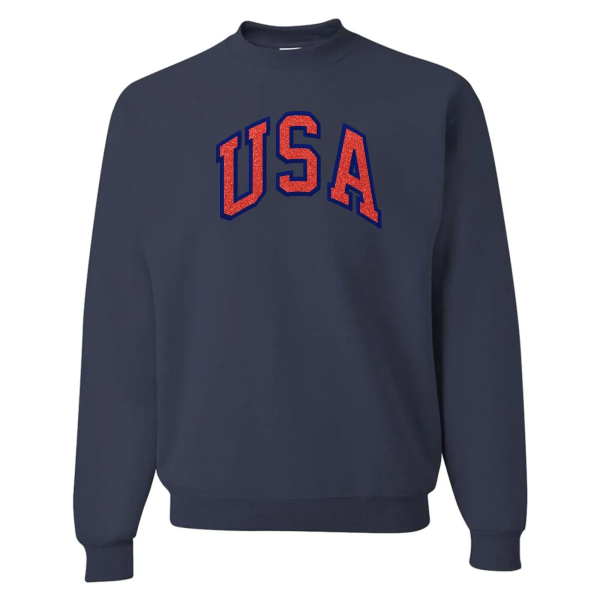 Glitter Embroidery 'USA' Crewneck Sweatshirt