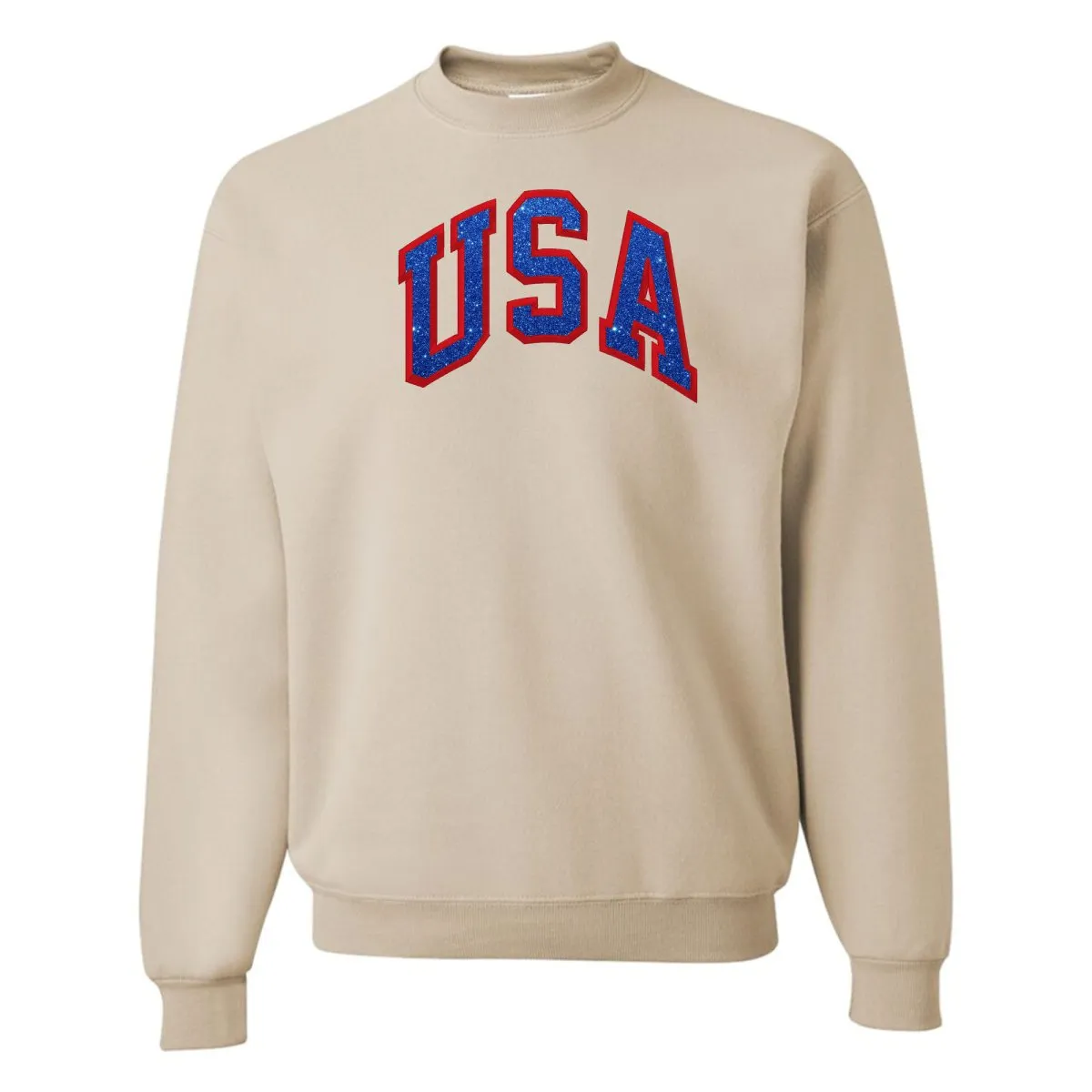 Glitter Embroidery 'USA' Crewneck Sweatshirt