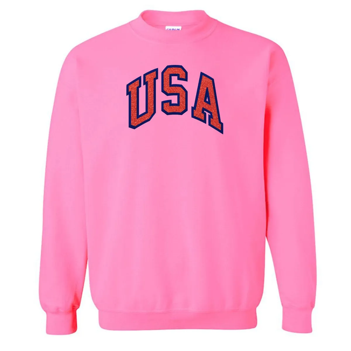 Glitter Embroidery 'USA' Crewneck Sweatshirt