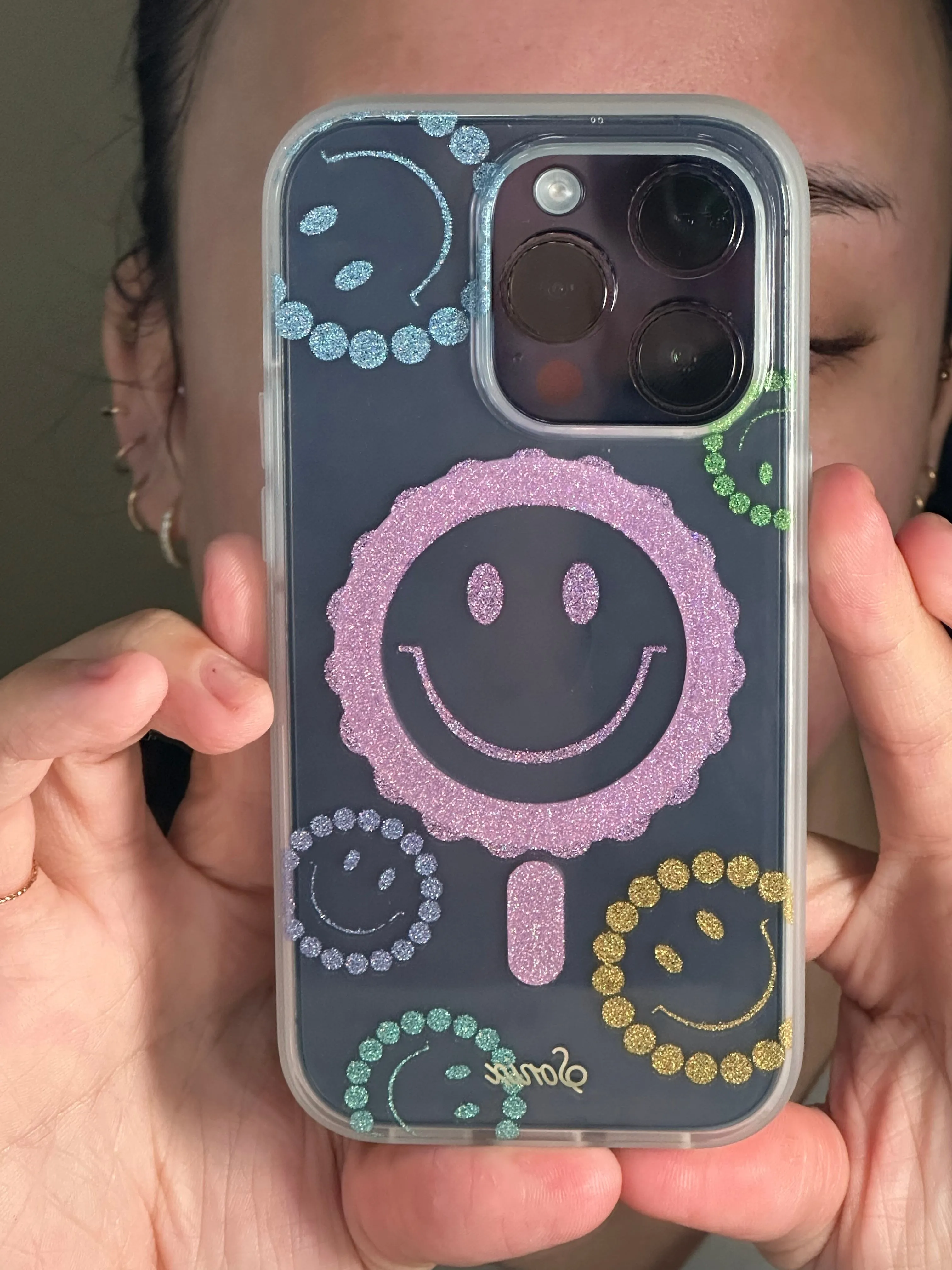 Glitter Smiley MagSafe® Compatible iPhone Case