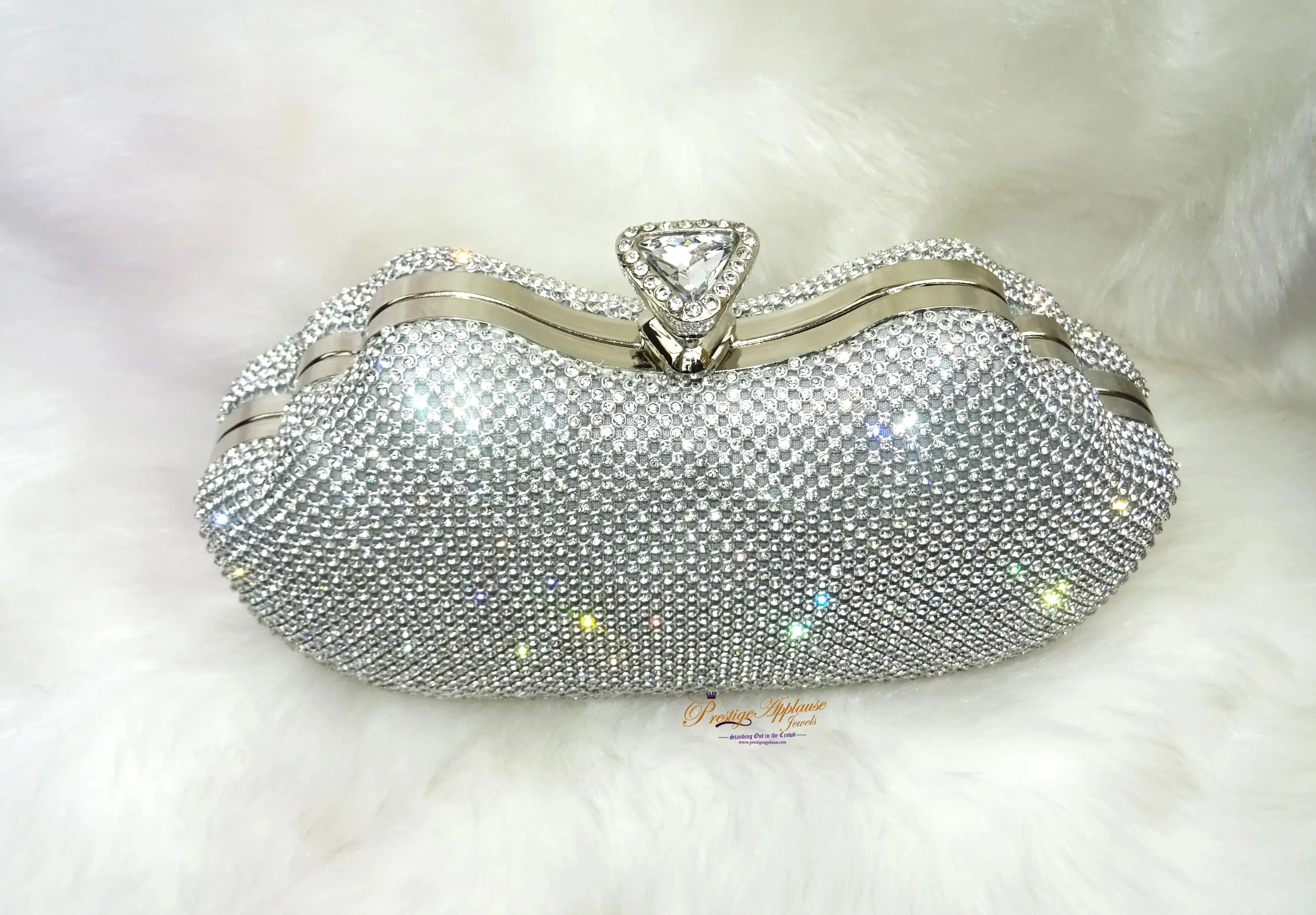 Gold Silver Crystal Diamante Shaped Evening Party Cocktail Clutch Purse handbag