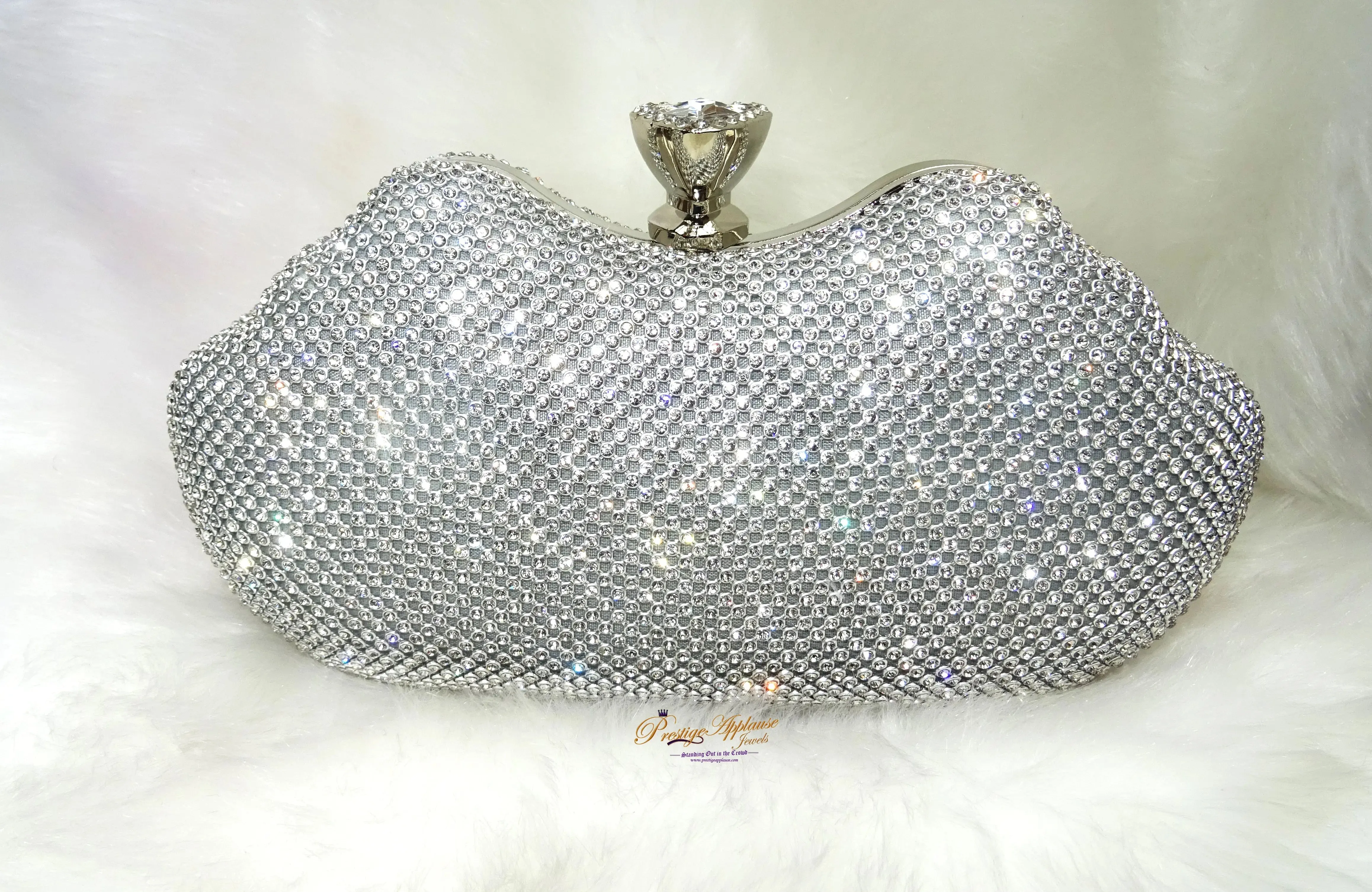 Gold Silver Crystal Diamante Shaped Evening Party Cocktail Clutch Purse handbag