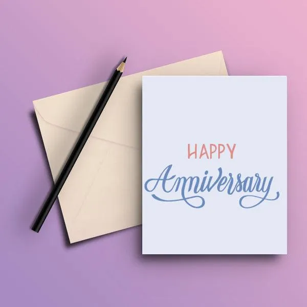 Happy Anniversay Red Blue Anniversary Greeting Card