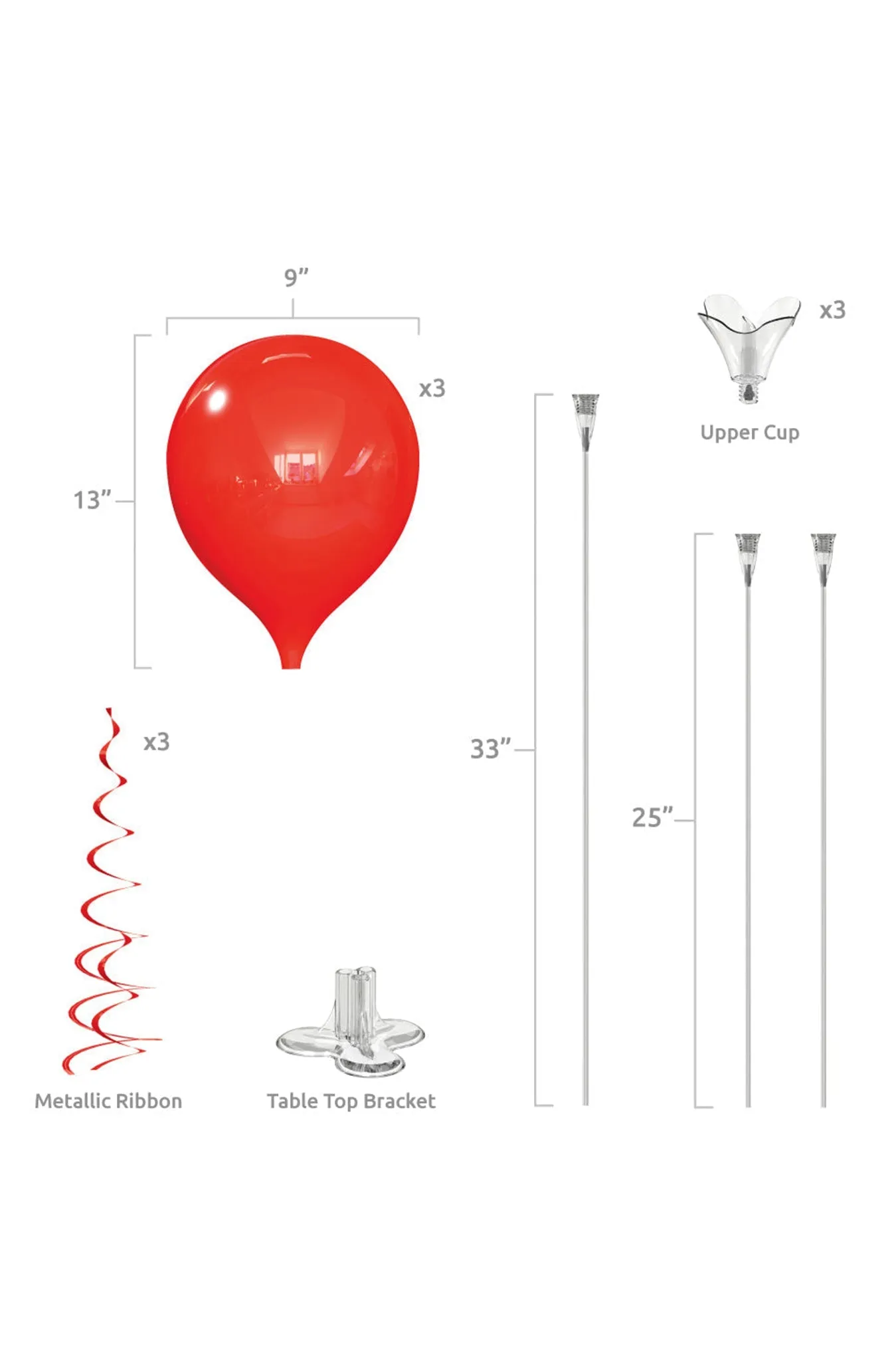 Indoor 3 Balloon Table Top Kit