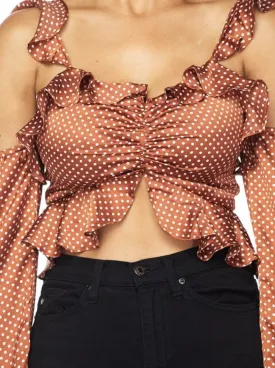 Jackie Polka Dot Ruffle Crop Top (see other color)