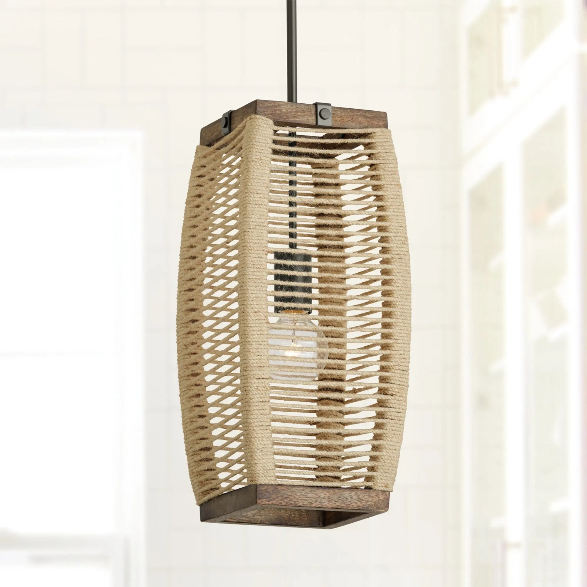 Jacob 1 Light Wrapped Jute Pendant