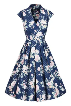 Lady Vintage Eva Dress in Polka Dot Floral