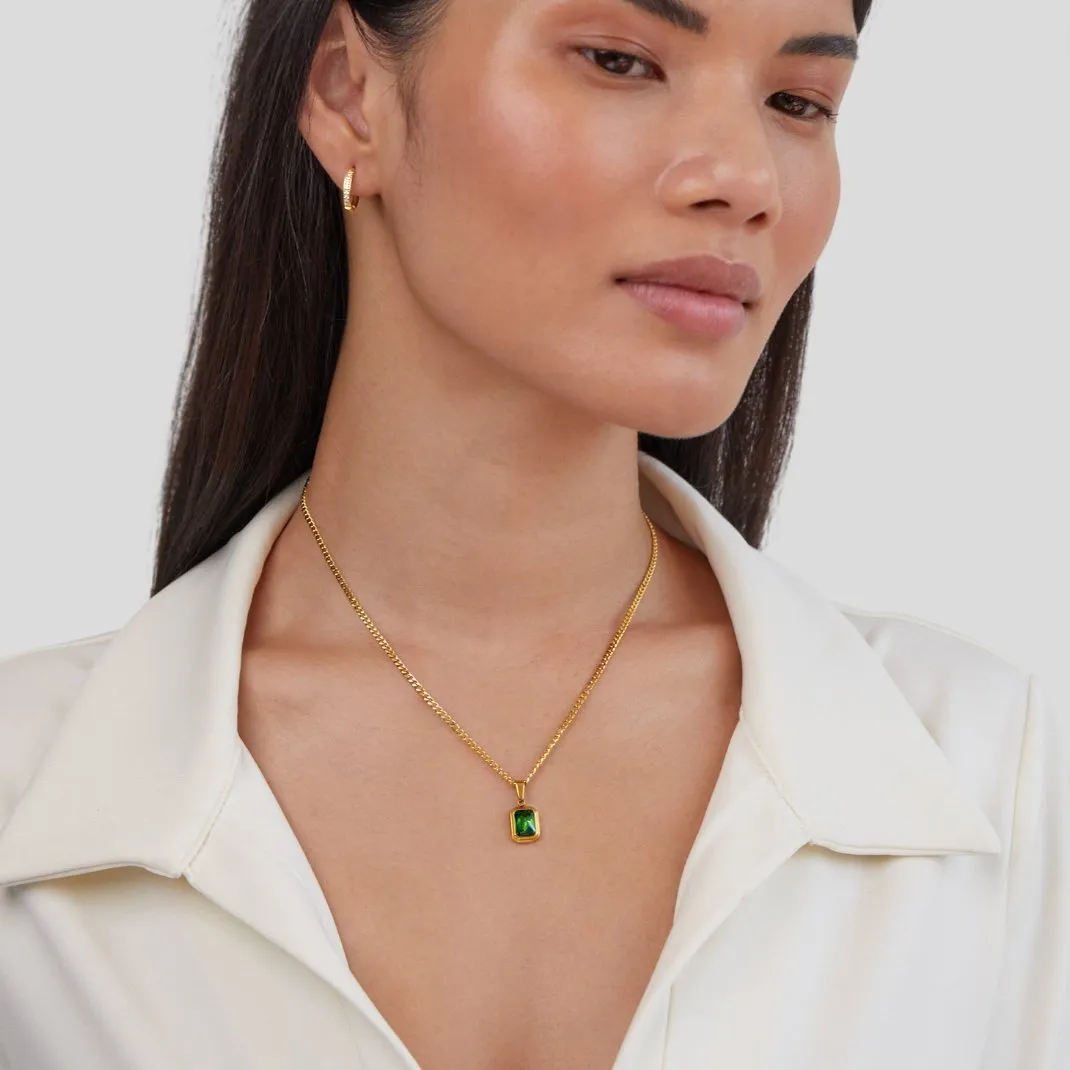 Monet Green Crystal Pendant Necklace