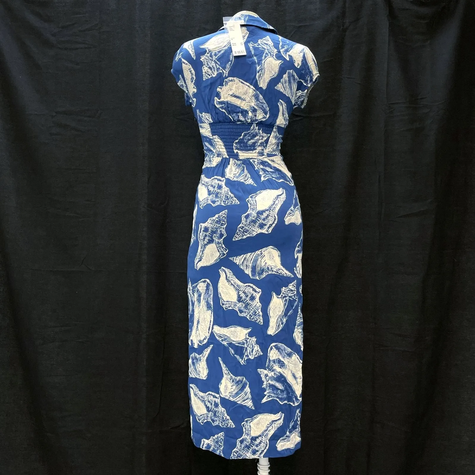 NWT Wmns Urban Outfitters Blue Seashell Print Slit Midi Dress Sz XS MSRP$79