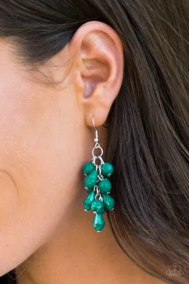 Paparazzi Accessories  - Fabulously Flamenco #N106 Peg - Green Earrings  #GM-0918