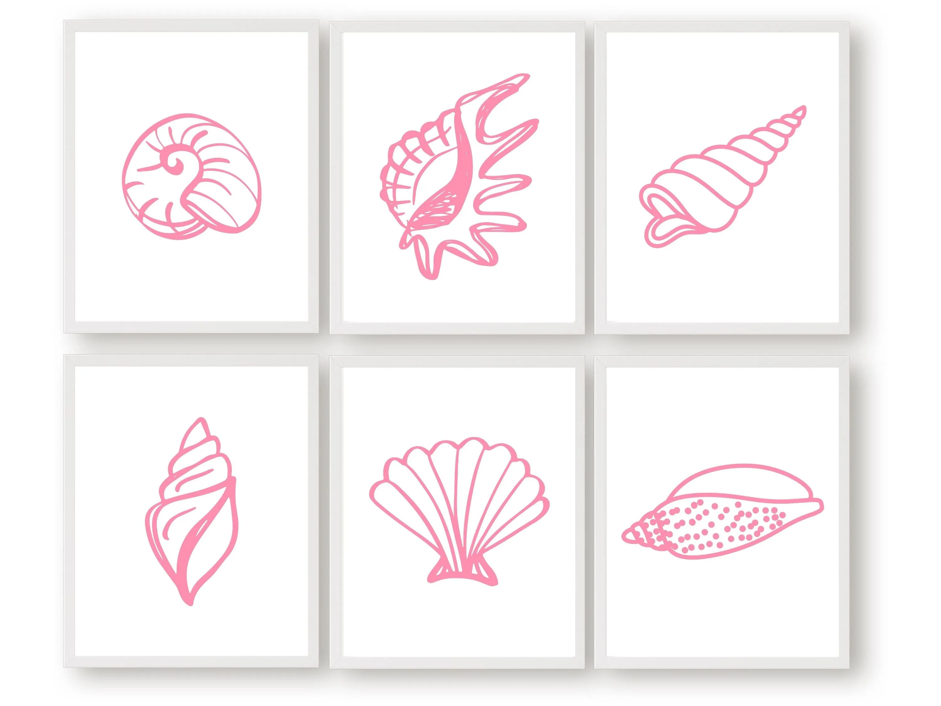 Pink Seashell Coastal Prints