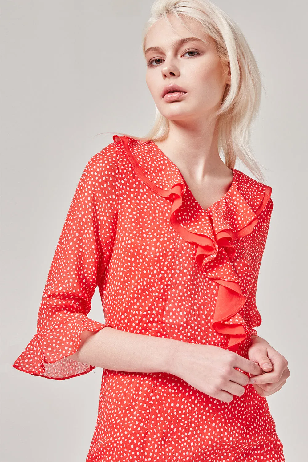 Red Polka Dot Ruffle Dress