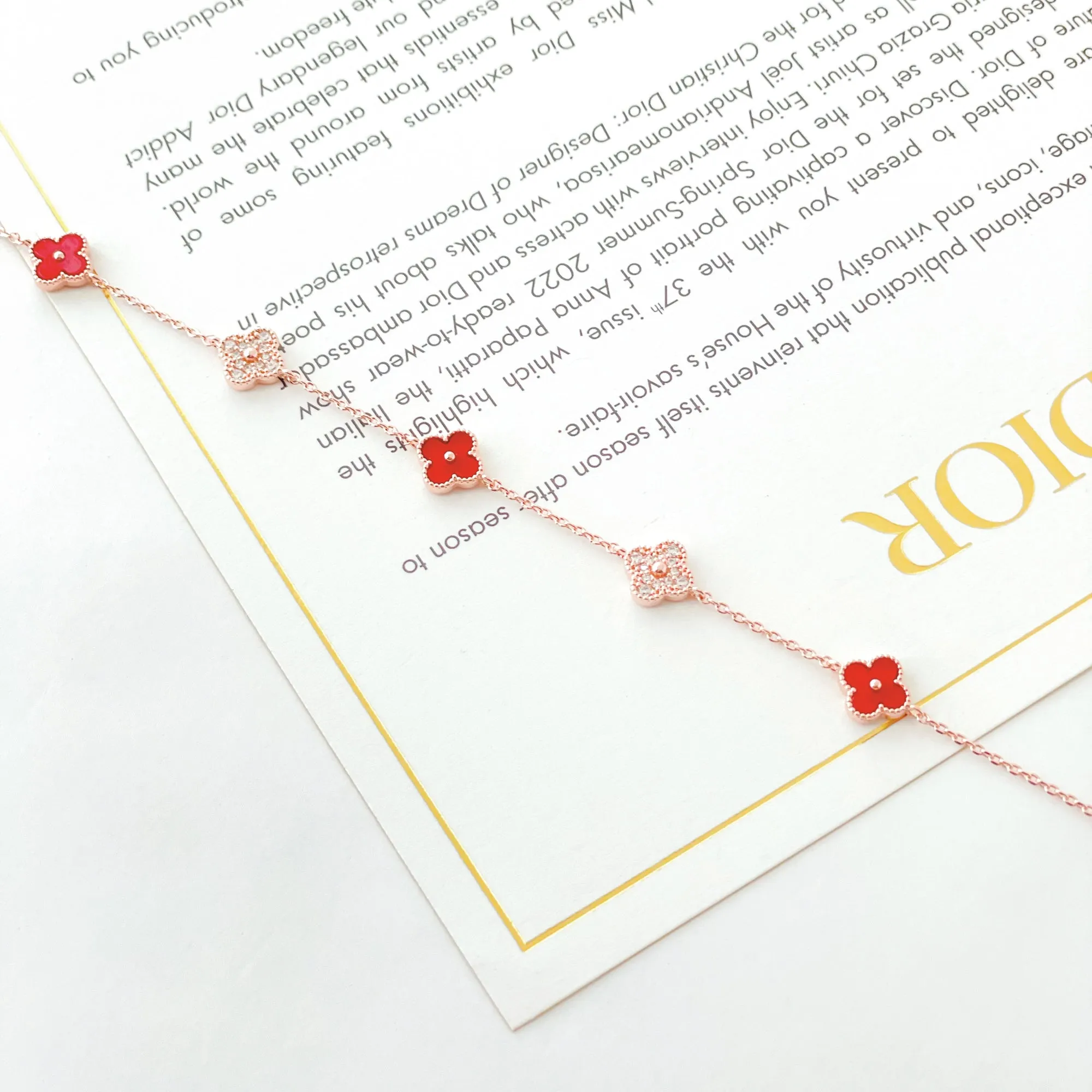 Red Vanya Diamond Clover Bracelet