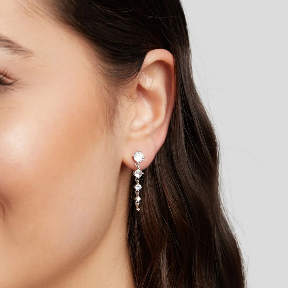 Selena Silver Crystal  Drop Earrings