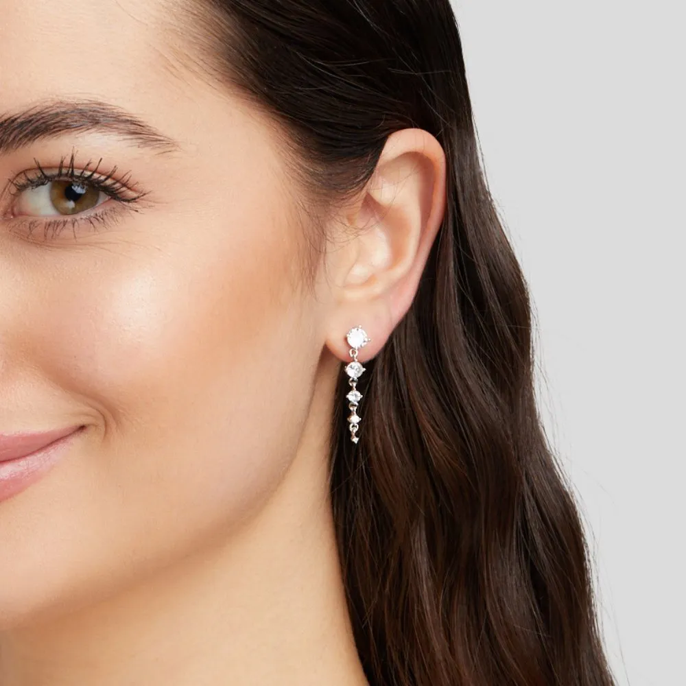 Selena Silver Crystal  Drop Earrings