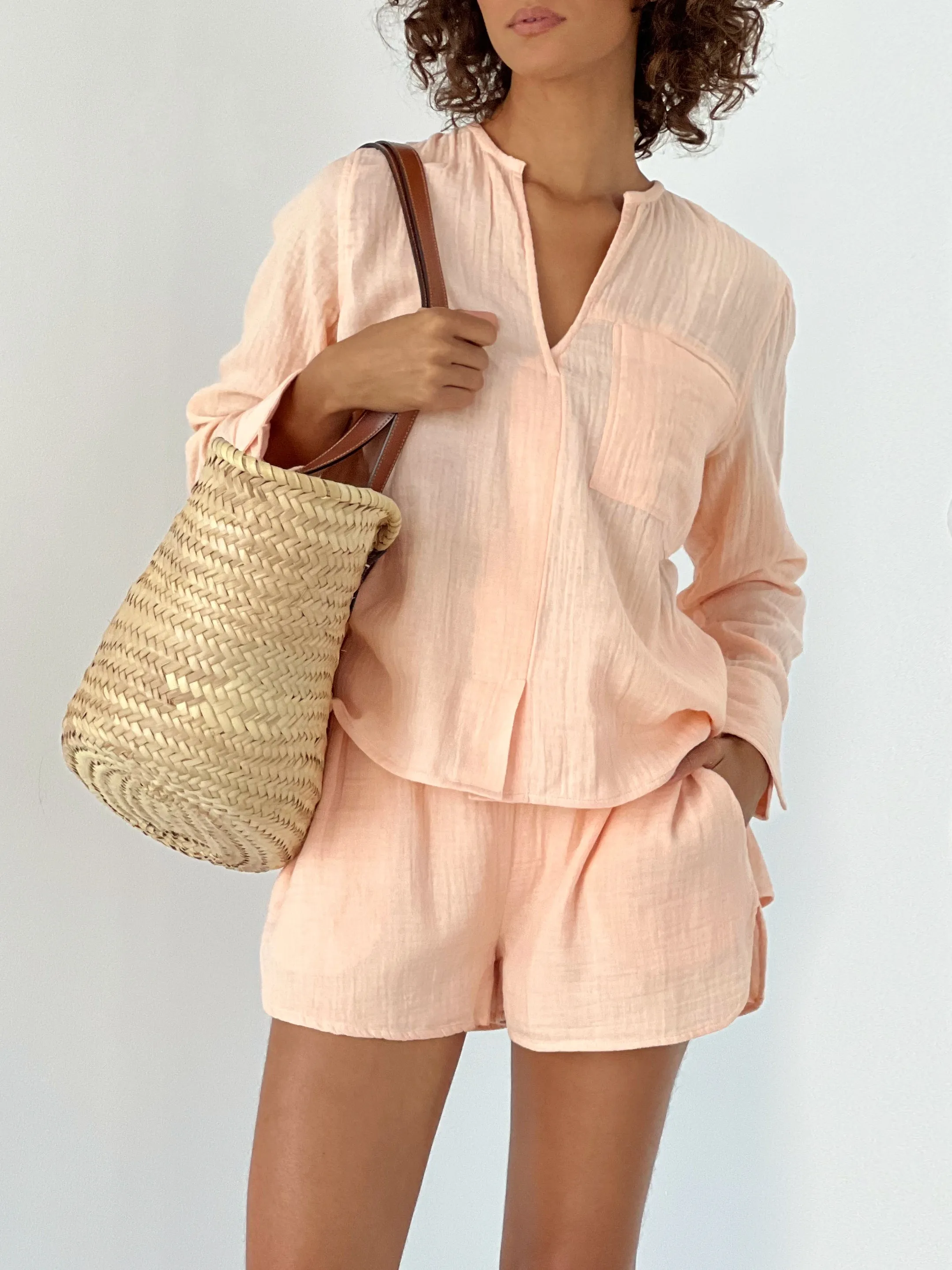 Shayla Cotton Weekend Shirt | Seashell