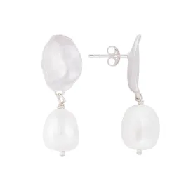 SILVER SEASHELL PEARL DROPS