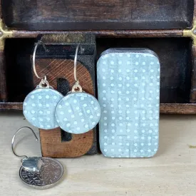 Sixpence Earrings and Teeny Tiny Tin Sea Glass Blue