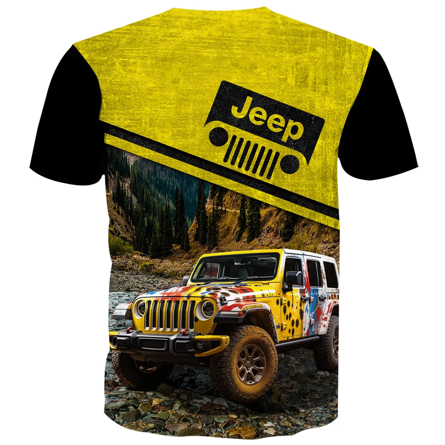 USA Flag Wrap Jeep - Multicolor T-Shirt