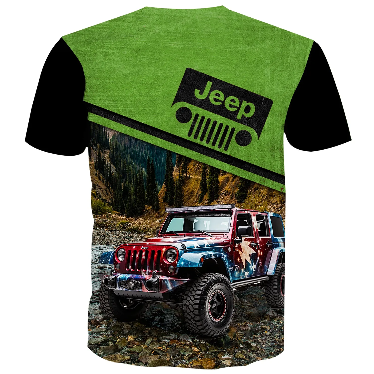 USA Flag Wrap Jeep - Multicolor T-Shirt